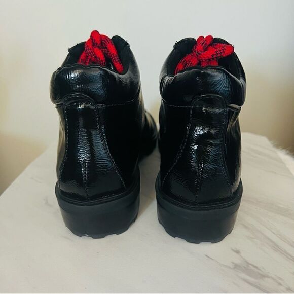 SCHUTZ Patent Leather‎ Hiking Boots Booties, Red Laces/Black, Size 6.5, NWOT - Picture 10 of 17